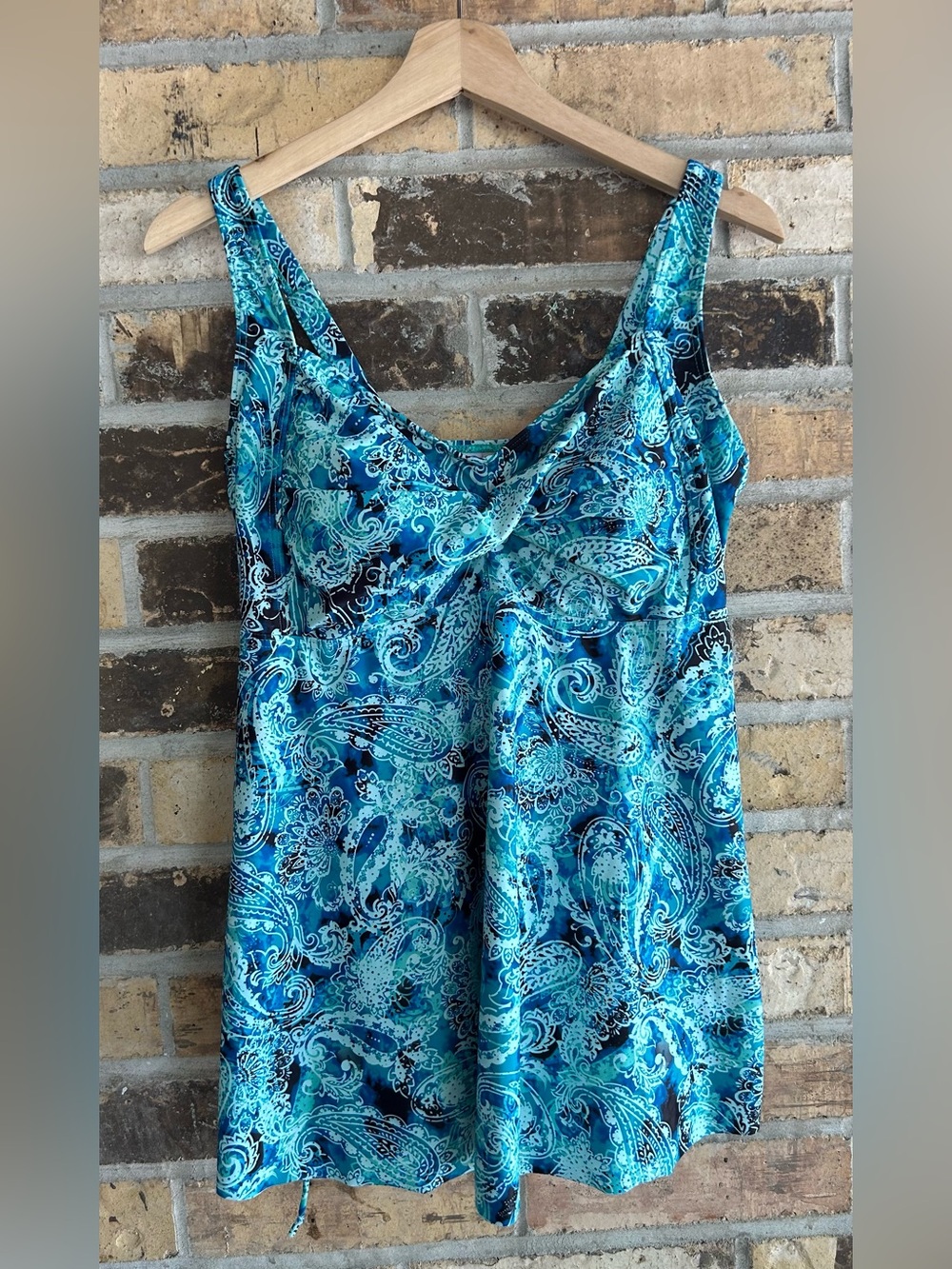5 for $25🔥Aqua Eve Blue Paisley Tankini Top Size 16W